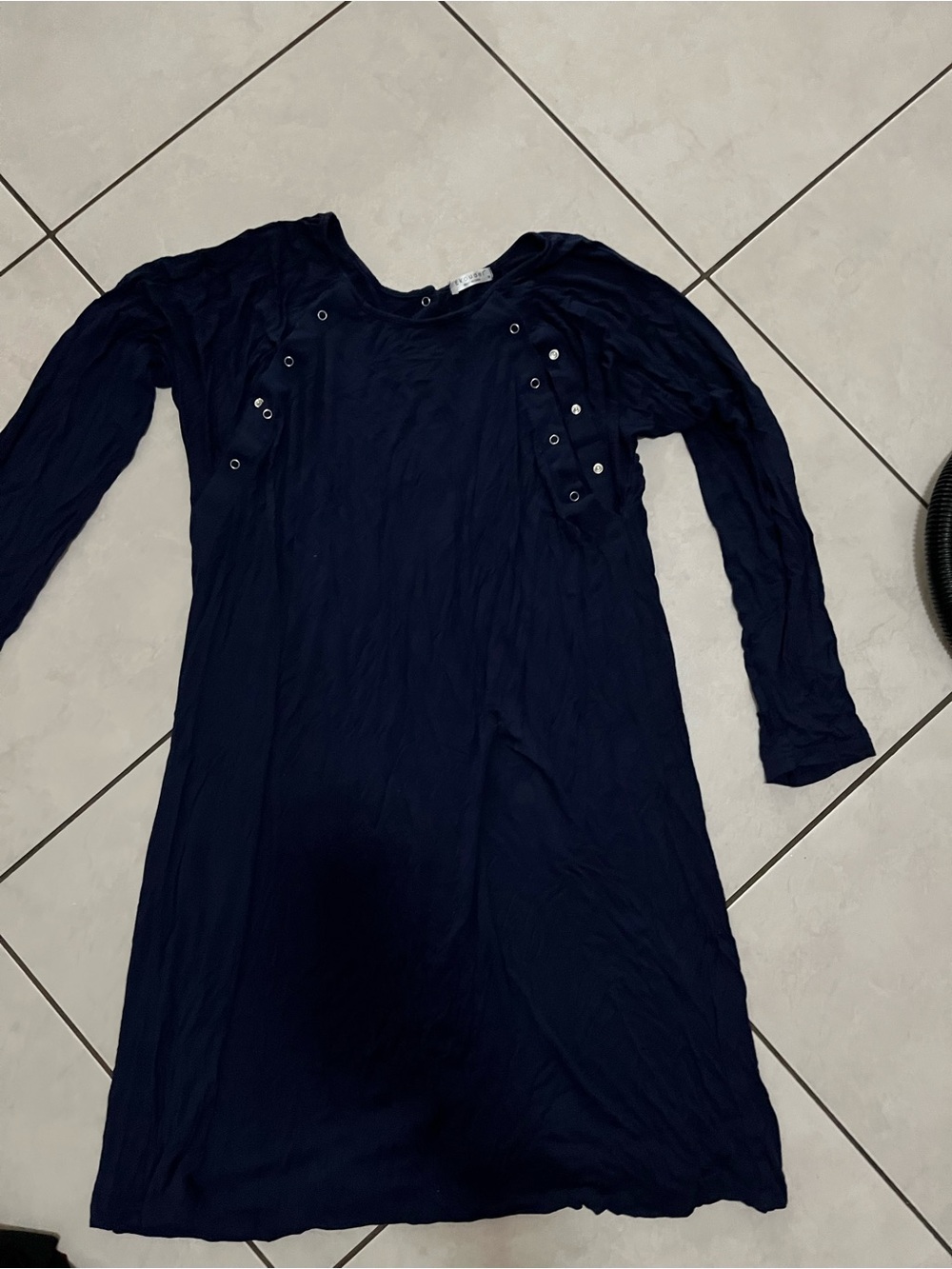 Maternity hospital approved Women’s Navy Long Sleeve Eyelet Detail Dress
